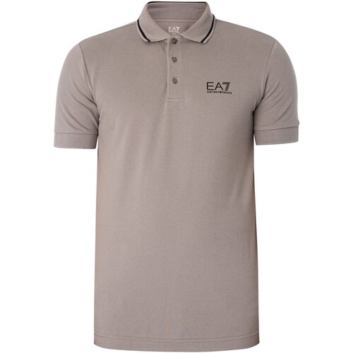 Kleidung Herren Polohemden Emporio Armani EA7 Poloshirt mit Kragenstreifen Grau