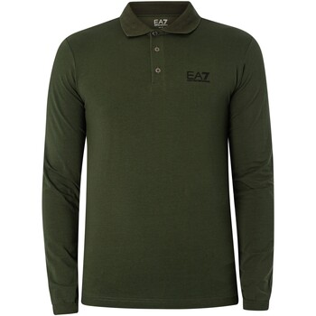 Kleidung Herren Langärmelige Polohemden Emporio Armani EA7 Langärmliges Logo Polo Shirt Grün