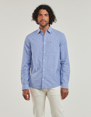 Kleidung Herren Langärmelige Hemden Tommy Jeans TJM REG LINEN BLEND SHIRT Blau