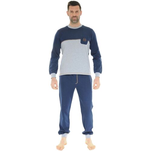 Kleidung Herren Pyjamas/ Nachthemden Christian Cane PYJAMA LONG JOGGING BLEU DORIAN Blau
