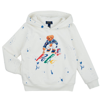 Kleidung Kinder Sweatshirts Polo Ralph Lauren BEAR PO HOOD-KNIT SHIRTS-SWEATSHIRT Weiss / Multicolor