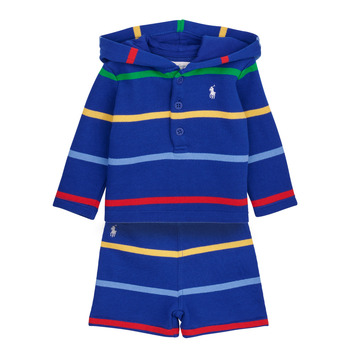 Kleidung Jungen Kleider & Outfits Polo Ralph Lauren LS HOOD SET-SETS-SHORT SET Blau / Multicolor / Saphir / Star