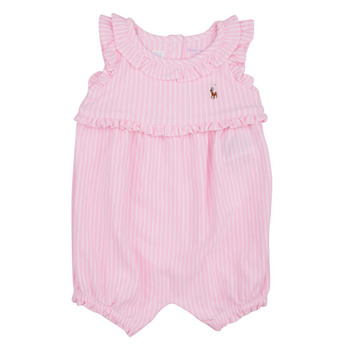 Kleidung Mädchen Overalls / Latzhosen Polo Ralph Lauren YDOXMSHBBL-ONE PIECE-SHORTALL Rosa / Weiss / koralle / Pink