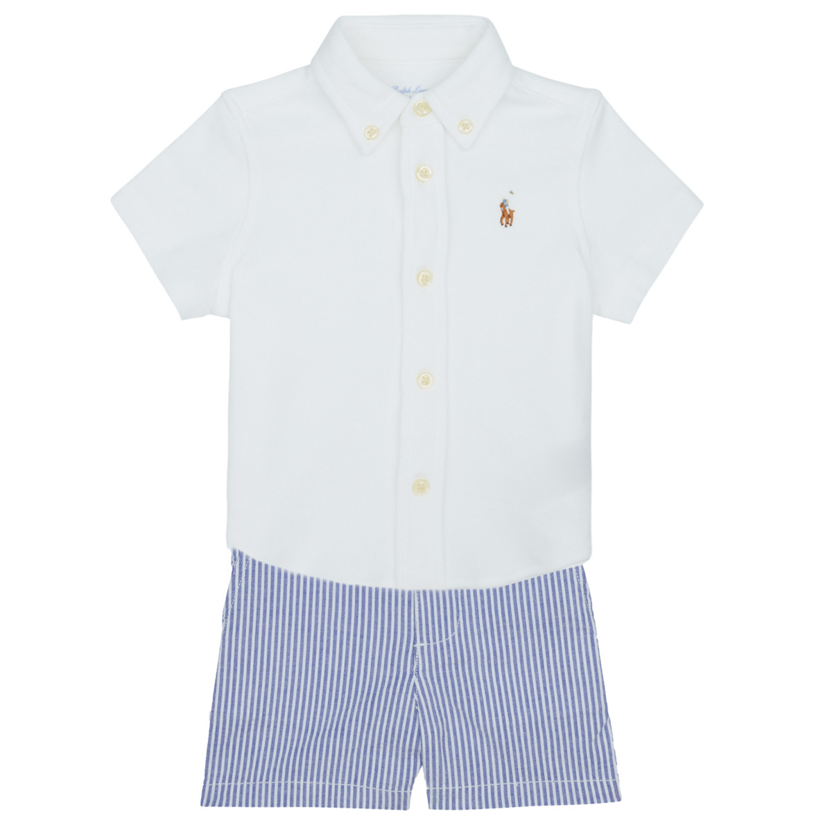 Kleidung Jungen Kleider & Outfits Polo Ralph Lauren SSBDSRTSET-SETS-SHORT SET Blau / Himmelsfarbe / Weiss