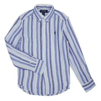 Kleidung Jungen Langärmelige Hemden Polo Ralph Lauren  Blau / Himmelsfarbe / Weiss / Weiss / Blau