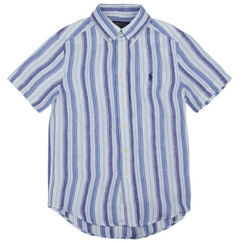 Kleidung Jungen Kurzärmelige Hemden Polo Ralph Lauren  Blau / Himmelsfarbe / Weiss