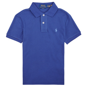 Kleidung Jungen Polohemden Polo Ralph Lauren SLIM POLO-TOPS-KNIT Blau / Sandfarben