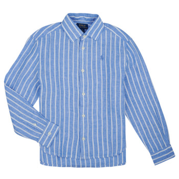 Kleidung Mädchen Hemden Polo Ralph Lauren LISMORESHIRT-SHIRTS-BUTTON FRONT SHIRT Blau / Weiss / Blau / Weiss