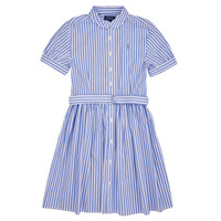 Kleidung Mädchen Kurze Kleider Polo Ralph Lauren FAHARLIDRSS-DRESSES-DAY DRESS Blau / Weiss