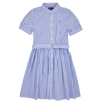 Kleidung Mädchen Kurze Kleider Polo Ralph Lauren FAHARLIDRSS-DRESSES-DAY DRESS Blau / Weiss / Blau / Weiss