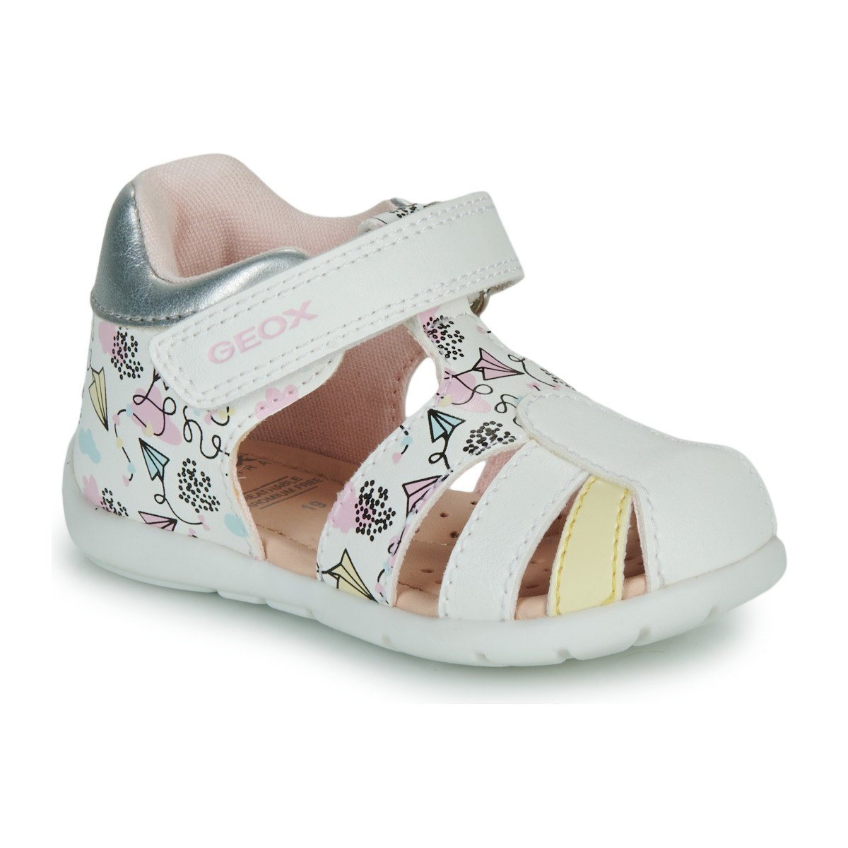 Schuhe Mädchen Sandalen / Sandaletten Geox B ELTHAN GIRL Weiss / Rosa / Gelb