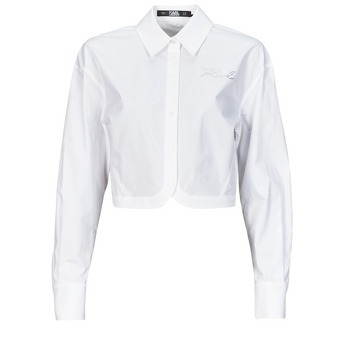 Kleidung Damen Hemden Karl Lagerfeld crop poplin shirt Weiss