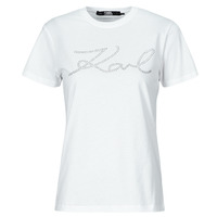 Kleidung Damen T-Shirts Karl Lagerfeld rhinestone logo t-shirt Weiss