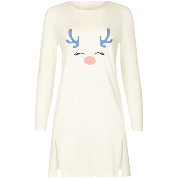 Kleidung Damen Pyjamas/ Nachthemden Lisca Nachthemd mit langen Ärmeln Holiday  Cheek Weiss