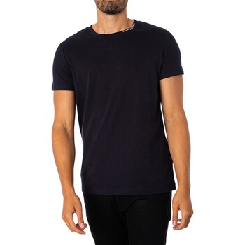 Kleidung Herren T-Shirts Tommy Hilfiger Schmales T-Shirt mit Logo-Kragen Blau