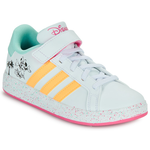 Schuhe Mädchen Sneaker Low Adidas Sportswear GRAND COURT MINNIE EL K Weiss / Gelb / Rosa