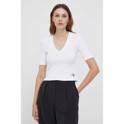 Kleidung Damen T-Shirts & Poloshirts Calvin Klein Jeans J20J222379 Weiss