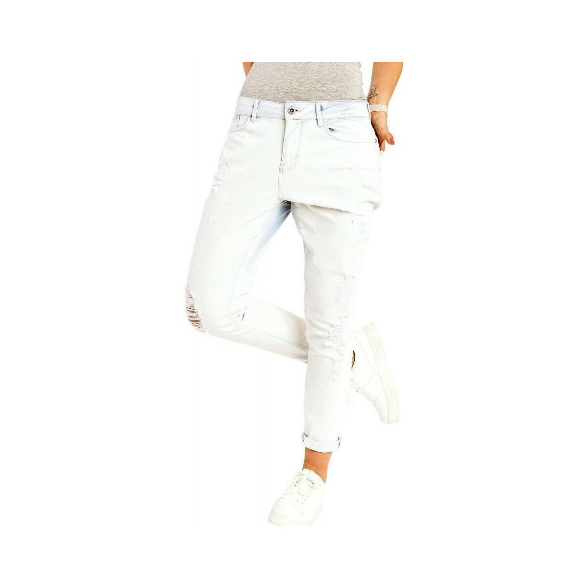 Kleidung Damen Hosen Only Lima Boyfriend Jeans L32 - White Weiss