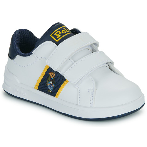 Schuhe Kinder Sneaker Low Polo Ralph Lauren HERITAGE COURT BEAR EZ Weiss / Marine / Gelb