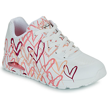 Schuhe Damen Sneaker Low Skechers UNO GOLDCROWN - SPREAD THE LOVE Weiss / Rot