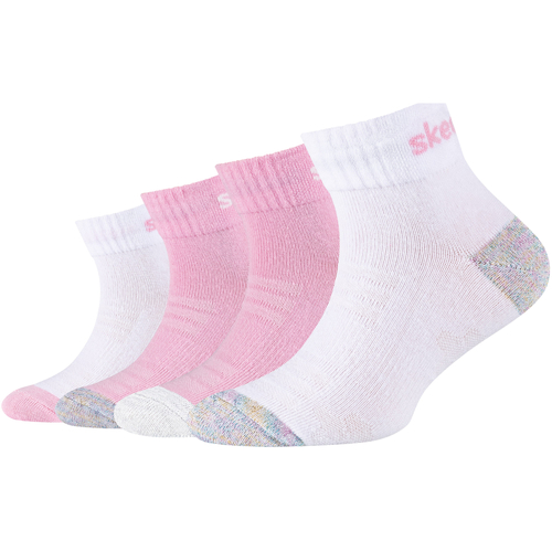 Unterwäsche Mädchen Sportstrümpfe Skechers 4PPK Girls Mesh Ventilation Quarter Socks Rosa