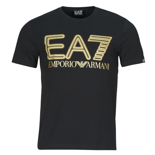Kleidung Herren T-Shirts Emporio Armani EA7 TSHIRT 3DPT37 Schwarz / Gold