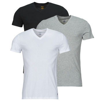 Kleidung Herren T-Shirts Polo Ralph Lauren S / S V-NECK-3 PACK-V-NECK UNDERSHIRT Schwarz / Grau / Weiss
