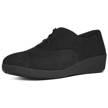 Schuhe Damen Slipper FitFlop F-POP TM OXFORD FOIL SUEDE/BLACK FOIL CHECK Schwarz