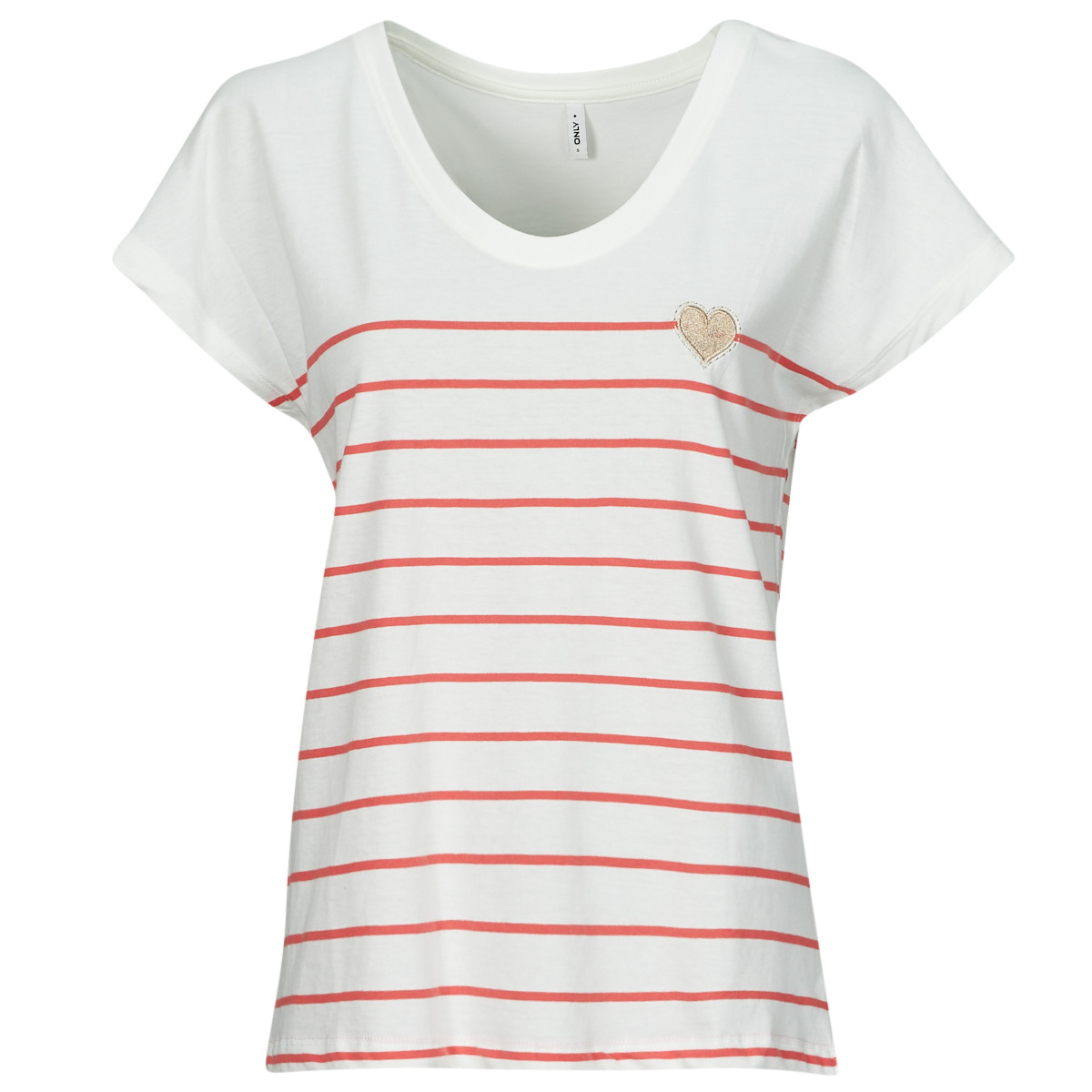 Kleidung Damen T-Shirts Only ONLEMILY Naturfarben / Rot