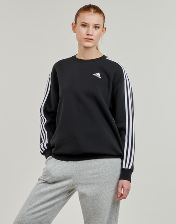 Kleidung Damen Sweatshirts Adidas Sportswear W 3S FL OS SWT Schwarz / Weiss