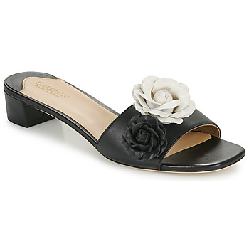Schuhe Damen Pantoffel Lauren Ralph Lauren FAY FLOWER-SANDALS-FLAT SANDAL Schwarz / Weiss
