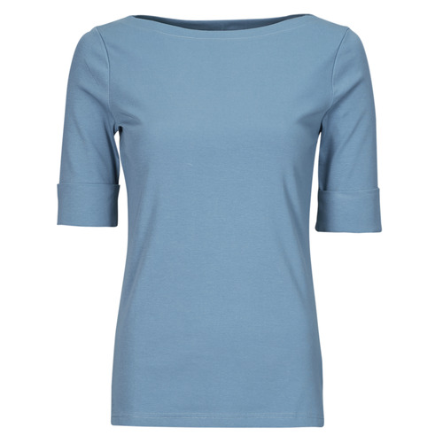 Kleidung Damen T-Shirts Lauren Ralph Lauren JUDY-ELBOW SLEEVE-KNIT Blau