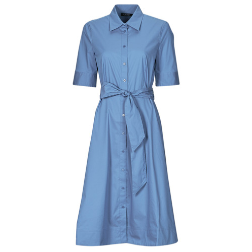 Kleidung Damen Maxikleider Lauren Ralph Lauren FINNBARR-SHORT SLEEVE-CASUAL DRESS Blau