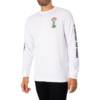 Kleidung Herren T-Shirts Hikerdelic Langärmliges T-Shirt mit Mountain Back-Grafik Weiss