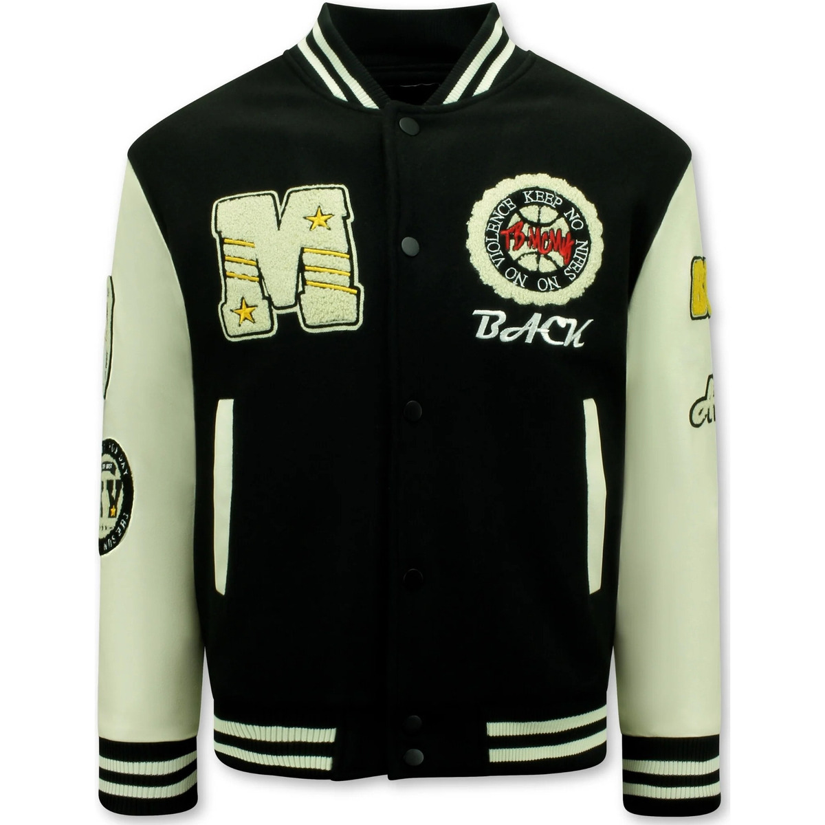 Kleidung Herren Jacken / Blazers Enos Vintage Varsity Baseball Jacke In Schwarz