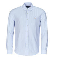 Kleidung Herren Langärmelige Hemden Polo Ralph Lauren CHEMISE AJUSTEE COL BOUTONNE EN OXFORD MESH PIQUE Blau / Weiss