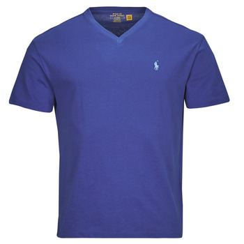 Kleidung Herren T-Shirts Polo Ralph Lauren T-SHIRT AJUSTE COL V EN COTON Blau / Sandfarben