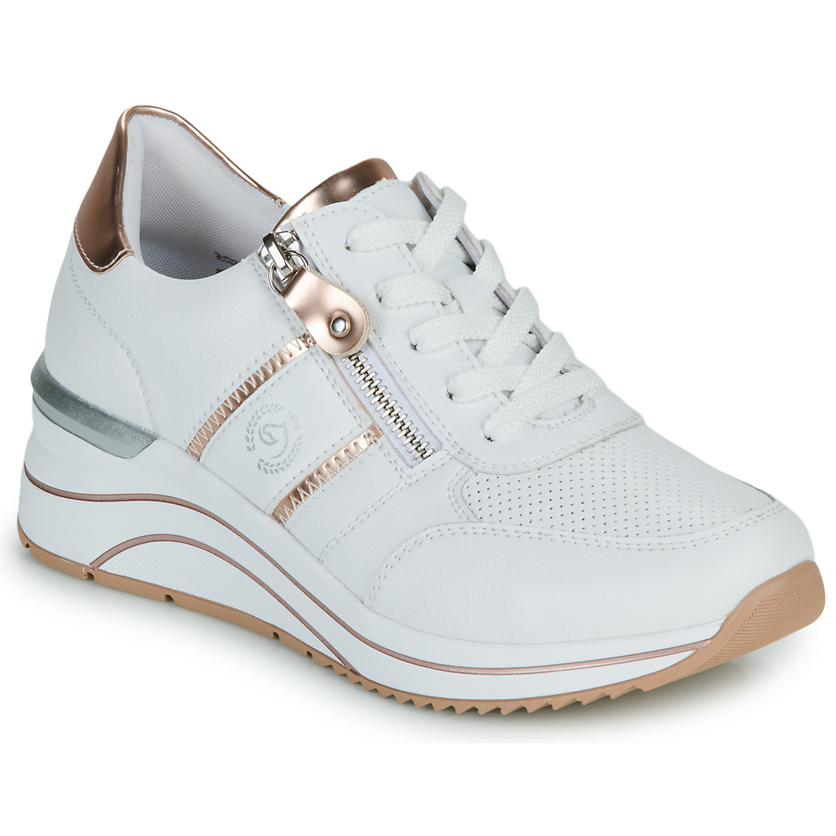 Schuhe Damen Sneaker Low Remonte  Weiss / Rosa / Gold