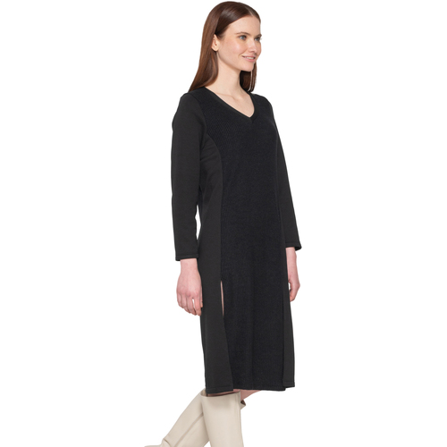 Luna Geschlitztes halblanges Kleid Sweetened  Splendida Schwarz