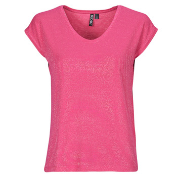 Kleidung Damen T-Shirts Pieces PCBILLO TEE LUREX STRIPES Rosa