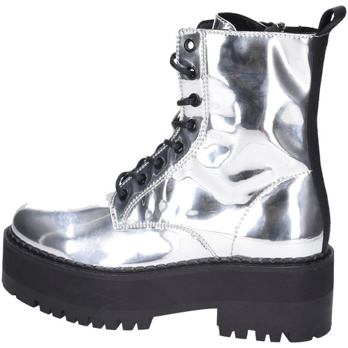 Schuhe Damen Stiefel Tommy Jeans Stiefeletten TJW FLATFORM ZIP UPM EN0EN024030IM Silbern