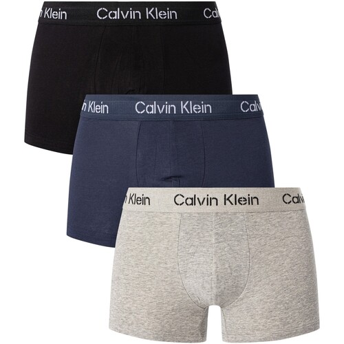 Unterwäsche Herren Boxershorts Calvin Klein Jeans 3er-Pack Unterhosen mit Schablonen-Logo Multicolor