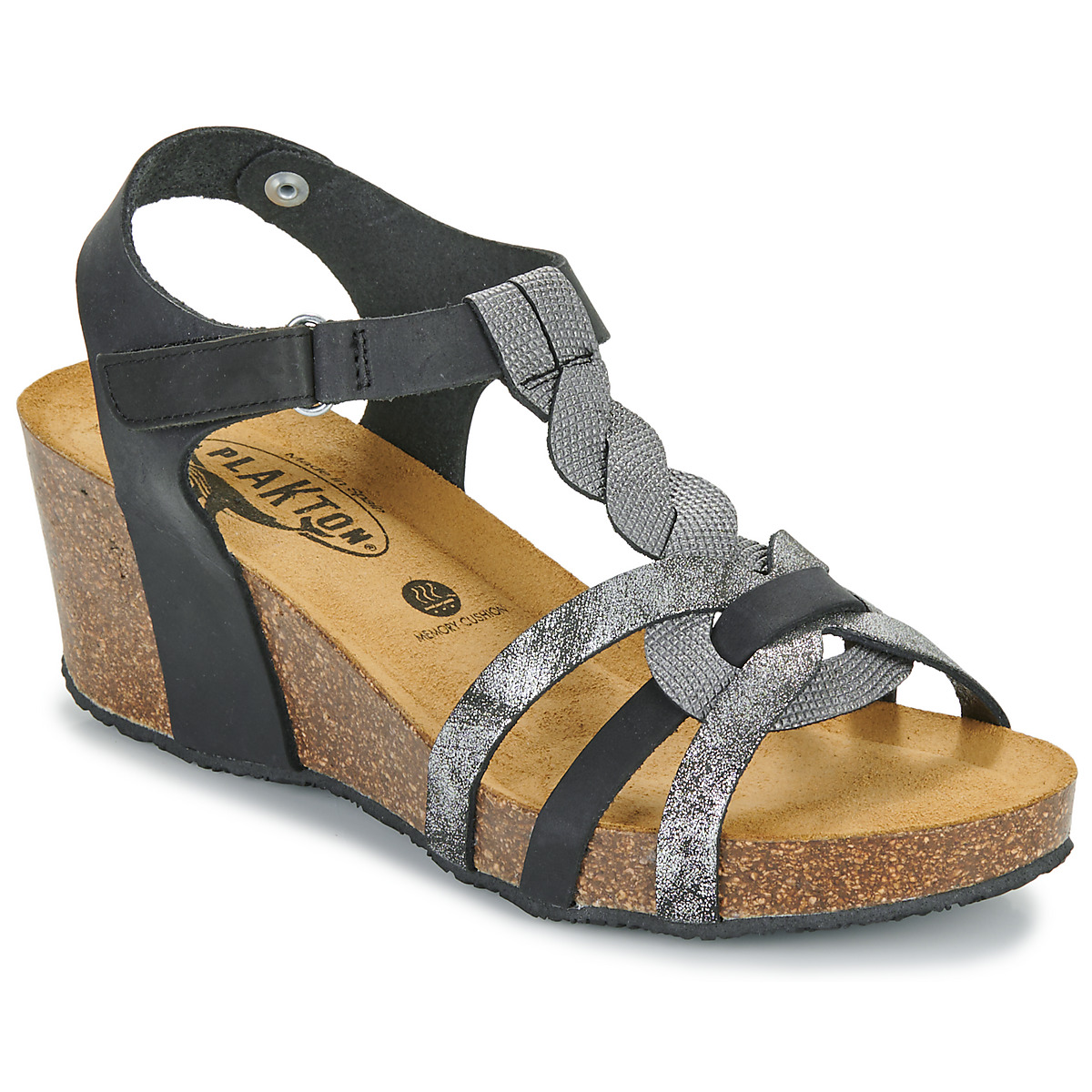 Schuhe Damen Sandalen / Sandaletten Plakton BROOKS Schwarz / Silbern