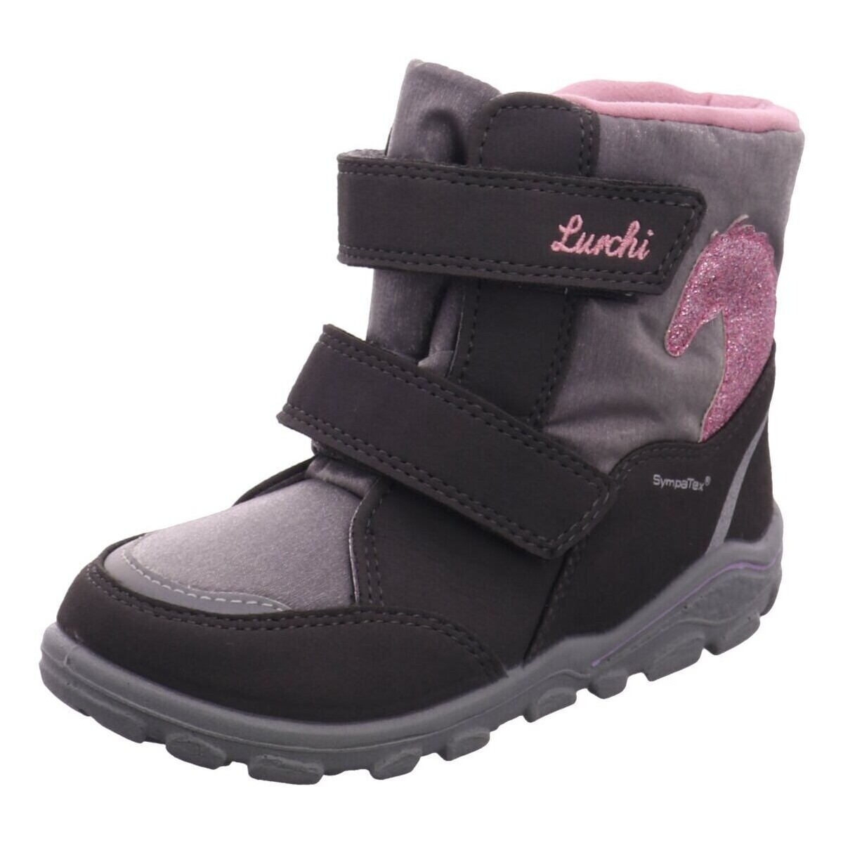 Schuhe Mädchen Stiefel Lurchi Klettstiefel Kalea 33-33028-35 grey pink Textil 33-33028-35 Grau