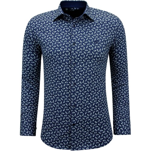 Kleidung Herren Langärmelige Hemden Gentile Bellini Hemd Aus Baumwolle Mit Druck Blau