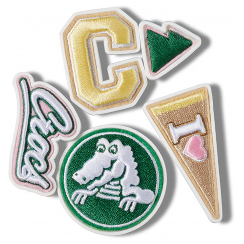 Crocs JIBBITZ Crocs Varsity Patch 5 Pack Beige / Grün