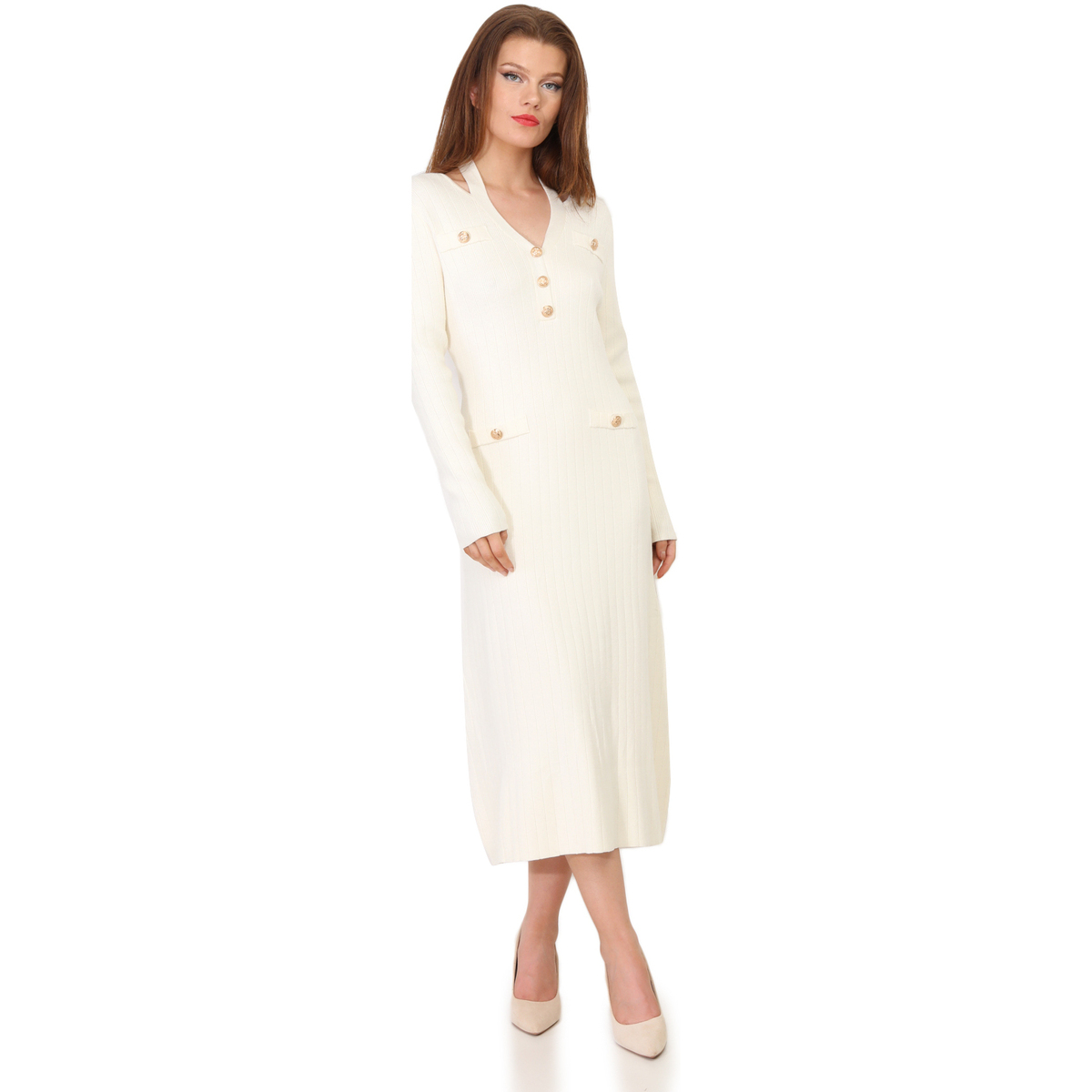 Kleidung Damen Kleider La Modeuse 68920_P160793 Weiss