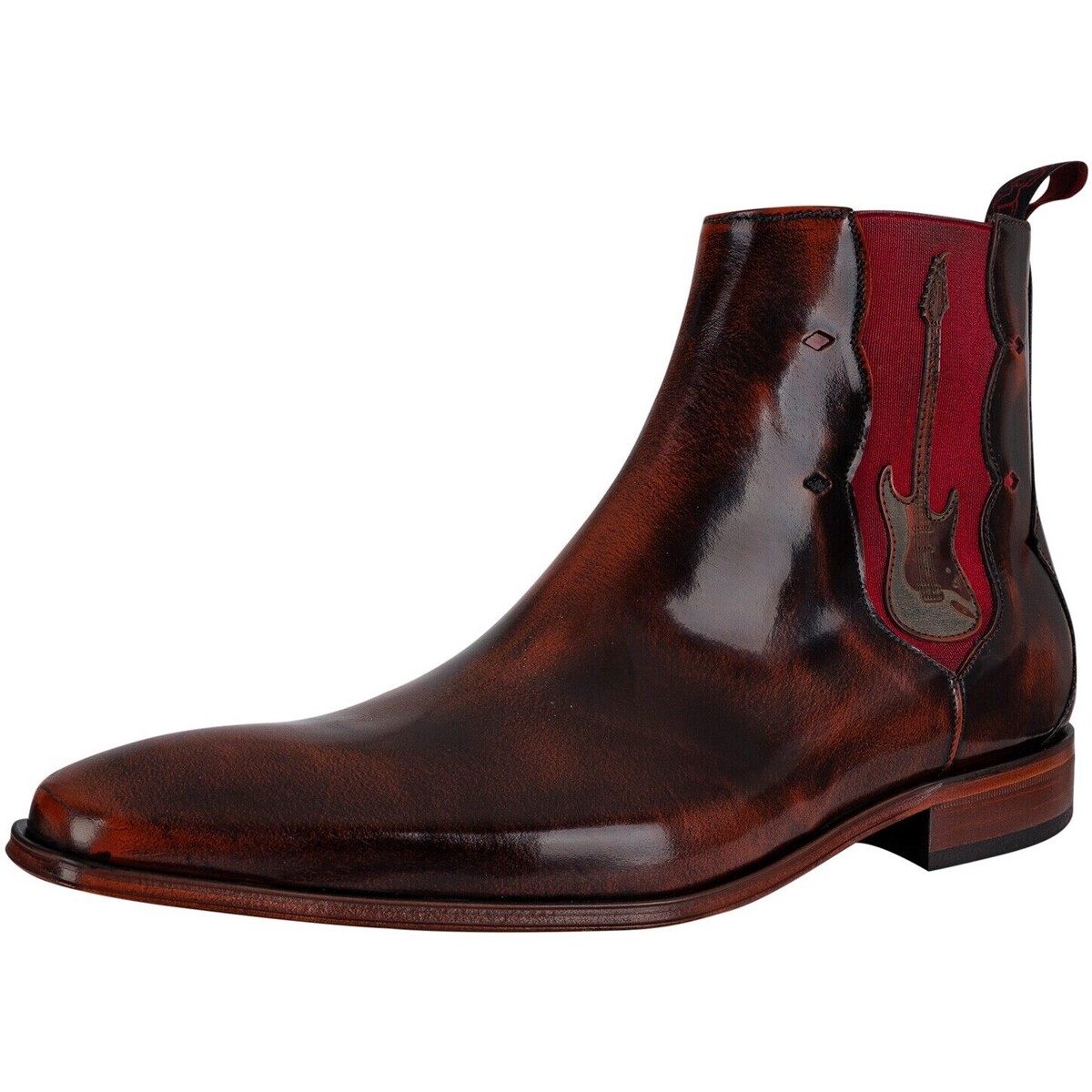 Schuhe Herren Klassische Stiefel Jeffery-West Chelsea-Stiefel aus poliertem Leder Braun