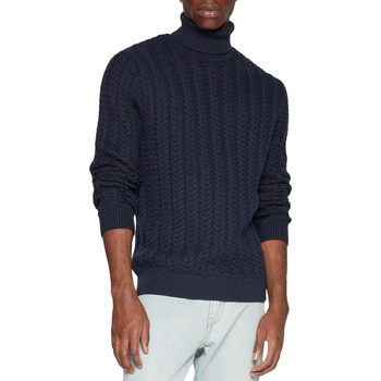 Selected Slhbrai Ls Knit Cable Roll Neck W Blau