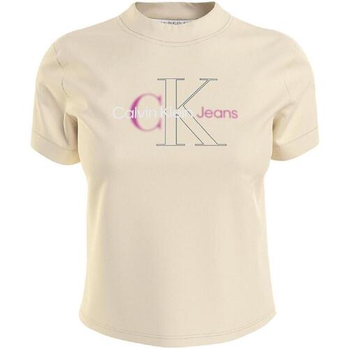 Kleidung Damen T-Shirts Calvin Klein Jeans  Beige